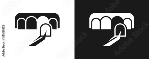Veeners Installation Icon Set Glyph In White And Black Background