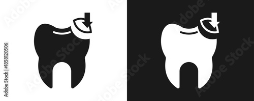 Dental Bonding Icon Set Glyph In White And Black Background