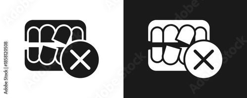 Malocclussion Icon Set Glyph In White And Black Background