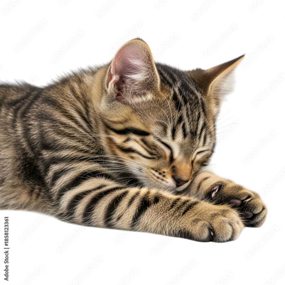 Obraz premium Kitten resting peacefully isolated on transparent background