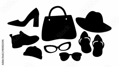 Fashion accessories arranged in stylish silhouette composition