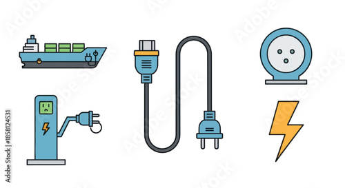 Vector Illustration of Electric Plug with Cord Isolated.