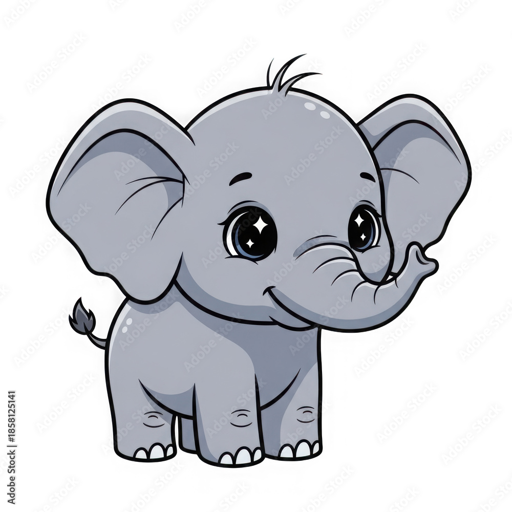 Fototapeta premium Cute baby elephant isolated on transparent background