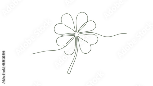 A minimalist line drawing of a four-leaf clover, symbolizing luck and fortune.