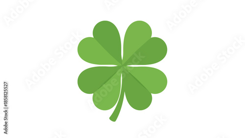 Four-leaf clover with vibrant green leaves on a white background.