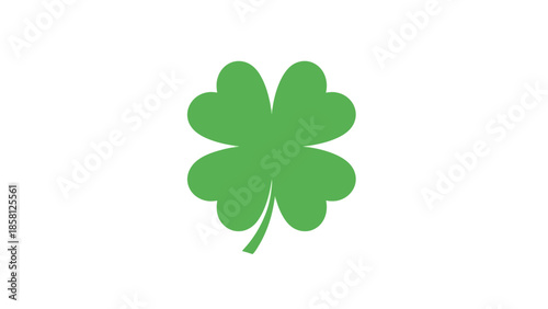 A simple, clean, and iconic illustration of a green four-leaf clover on a white background.