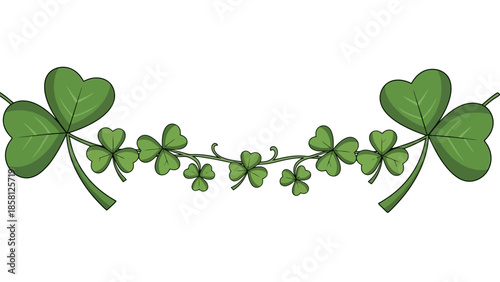 A detailed illustration of a green shamrock garland, perfect for St. Patrick's Day decorations.
