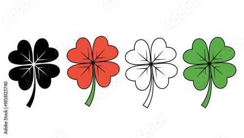 Four-leaf clovers in different colors, representing luck and good fortune.