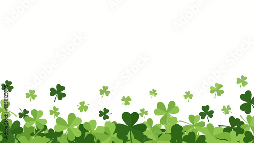 A vibrant green clover field with a white background, perfect for St. Patrick's Day celebrations.