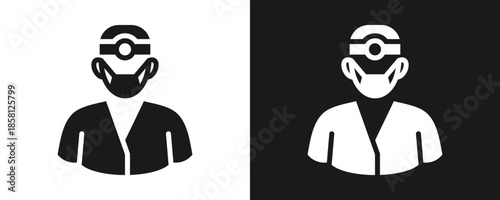 Dentist Icon Set Glyph In White And Black Background