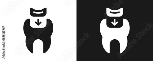 Dental Filling Icon Set Glyph In White And Black Background