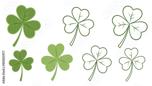 Collection of shamrock illustrations for St. Patrick's Day.