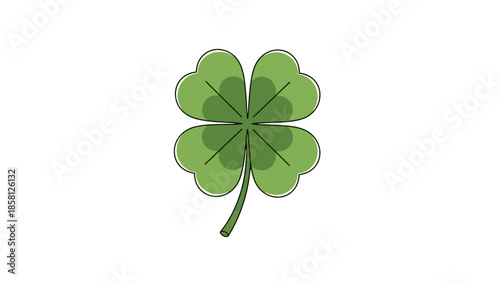 A simple, stylized illustration of a four-leaf clover on a plain white background.