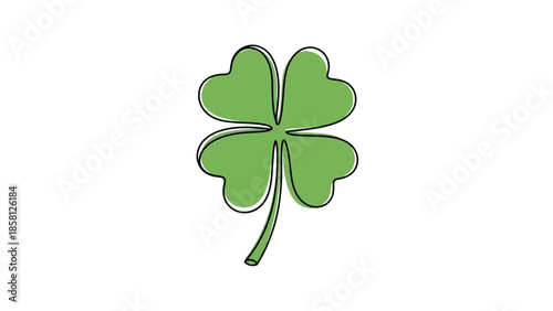 A simple, stylized illustration of a vibrant green four-leaf clover against a clean white background.