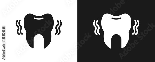 Sensitive Tooth Icon Set Glyph In White And Black Background