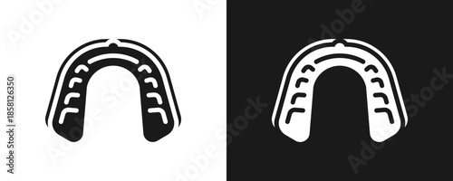 Mouth Guard Icon Set Glyph In White And Black Background