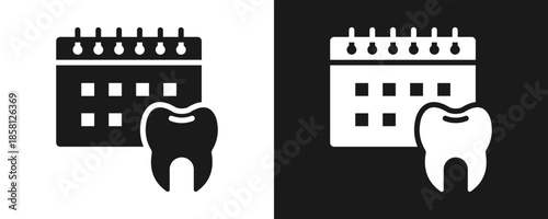 Dentist Appoinment Icon Set Glyph In White And Black Background