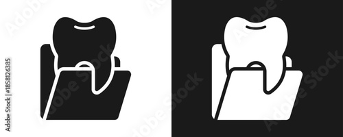 Dental Folder Icon Set Glyph In White And Black Background