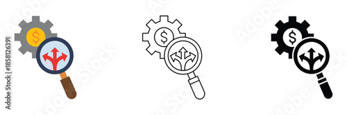 Icon symbolizing strategic financial analysis, business decision-making, and the optimization of monetary pathways through careful exploration