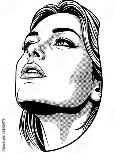 Black and White Illustration of Womans Face.