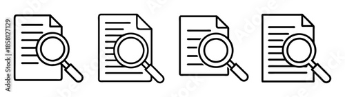 Collection of linear icons for document search, data review, and information finding