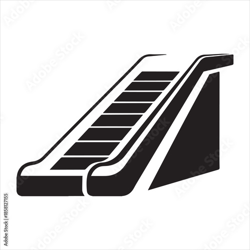 Escalator Steps Silhouette Vector Illustration Black