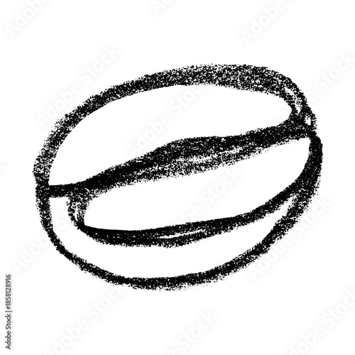 Hand drawn fresh roasted coffee bean Arabica robusta seed doodle Single element for print, web, design, decor