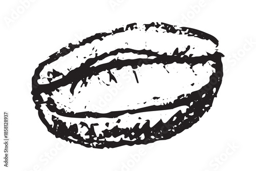 Hand drawn fresh roasted coffee bean Arabica robusta seed doodle Single element for print, web, design, decor