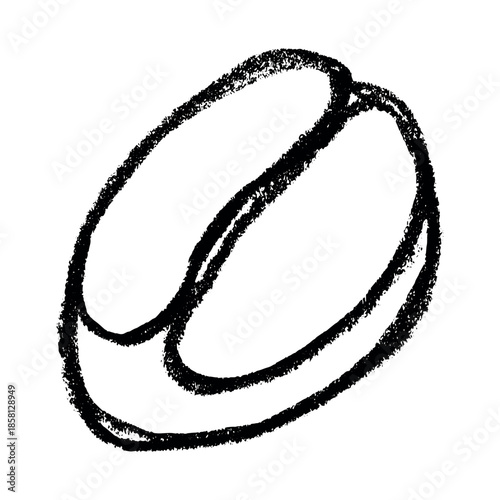 Hand drawn fresh roasted coffee bean Arabica robusta seed doodle Single element for print, web, design, decor