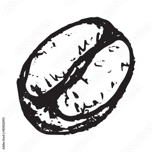Hand drawn fresh roasted coffee bean Arabica robusta seed doodle Single element for print, web, design, decor