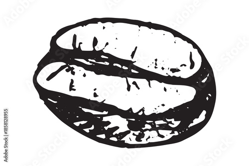 Hand drawn fresh roasted coffee bean Arabica robusta seed doodle Single element for print, web, design, decor