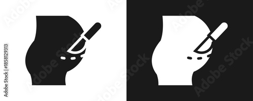 Cesarean Section Icon Set Glyph In White And Black Background