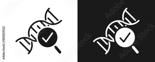 Dna Test Icon Set Glyph In White And Black Background