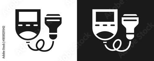 Fetal Doppler Icon Set Glyph In White And Black Background