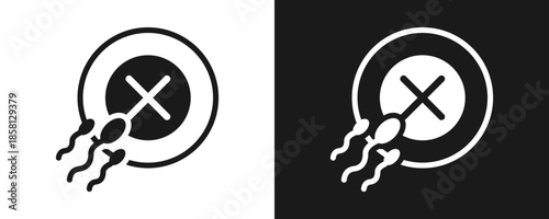 Infertility Icon Set Glyph In White And Black Background