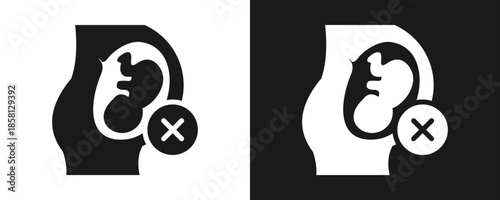 Abortion Icon Set Glyph In White And Black Background