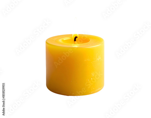 Yellow wax candle with a bright flame