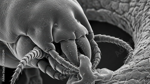 Demodex Folliculorum Mouthparts Consuming Sebum Ion-Abrasion Scanning Electron Micrograph Representing Human Skin Microbiome