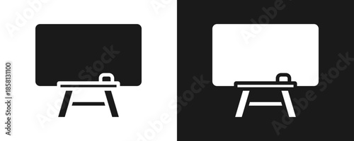 Blackboard Icon Set Glyph In White And Black Background