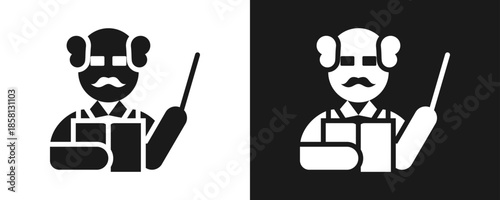 Teacher Icon Set Glyph In White And Black Background