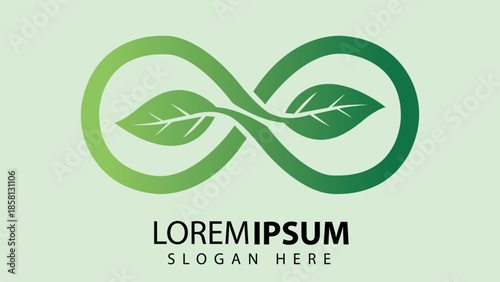 Green infinity leaf eco logo with sustainability concept
