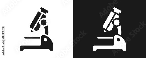Microscope Icon Set Glyph In White And Black Background