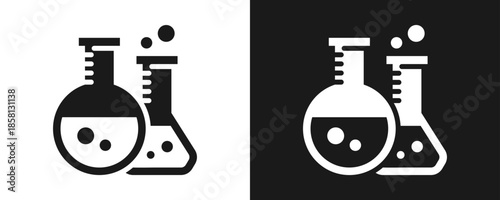 Laboratory Icon Set Glyph In White And Black Background