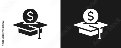Educational Grant Icon Set Glyph In White And Black Background
