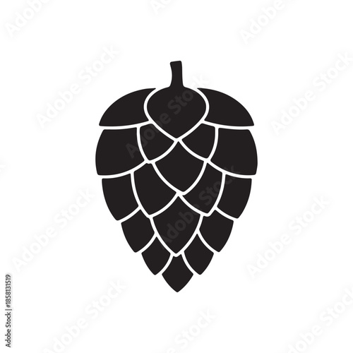 Hop cone icon. Drop shadow silhouette symbol. Negative space. Vector isolated illustration
