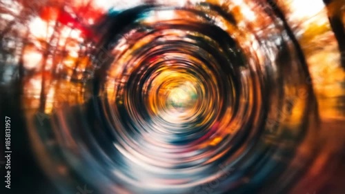 Abstract swirling vortex of colors and light creates dynamic effect