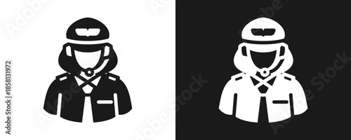 Pilot Icon Set Glyph In White And Black Background