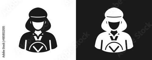 Taxi Driver Icon Set Glyph In White And Black Background