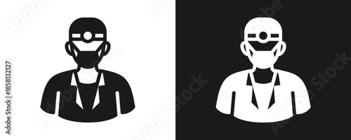 Dentist Icon Set Glyph In White And Black Background