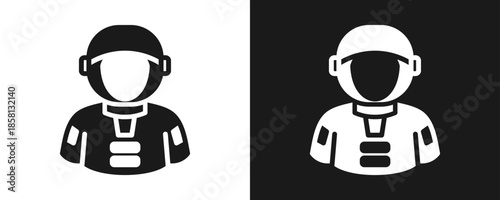 Astronaut Icon Set Glyph In White And Black Background